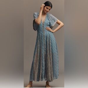 Maeve Blue Patterned Maxi Dress